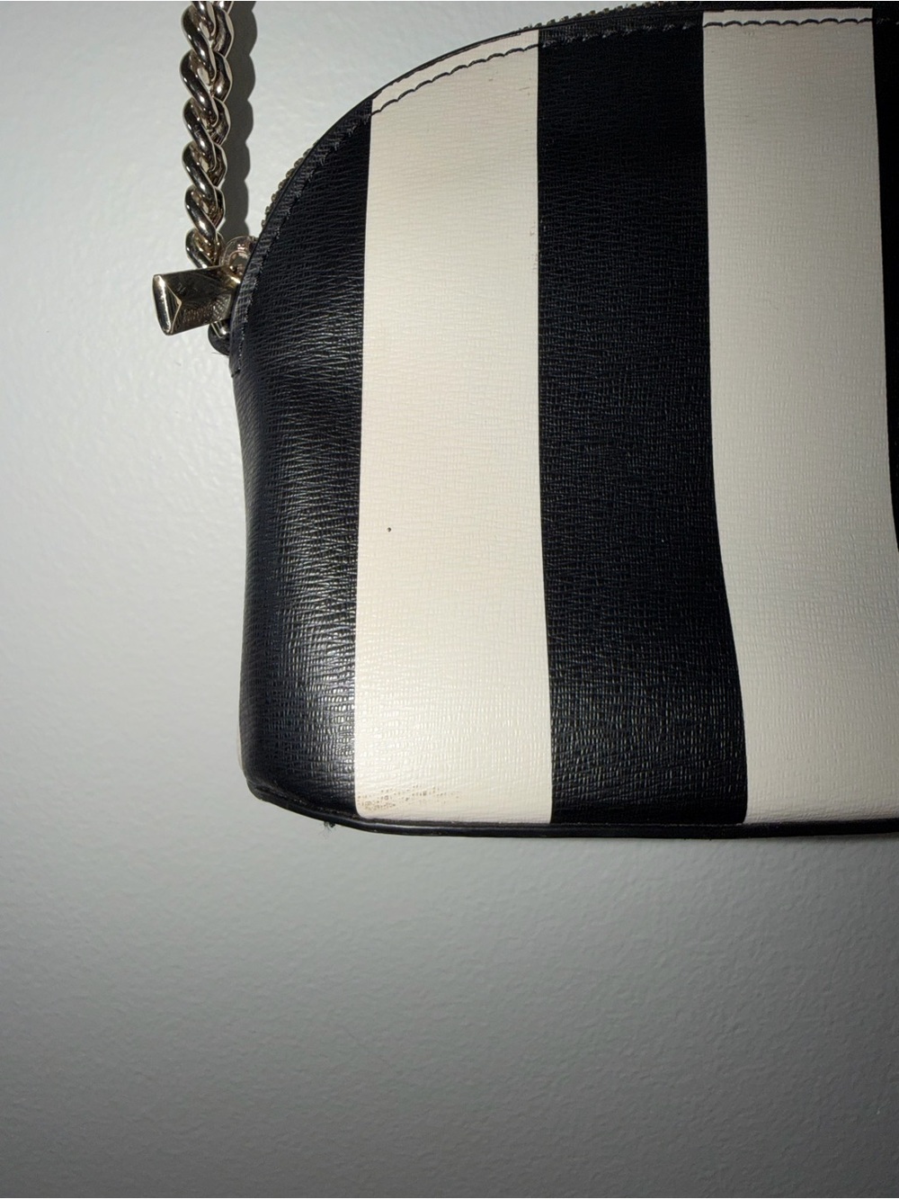 Kate Spade New York Spencer Small Dome Crossbody Black and White Stripe - Picture 4 of 7